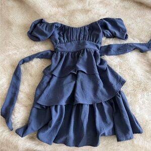 Short Sleeve Tiered Tie Back Dres